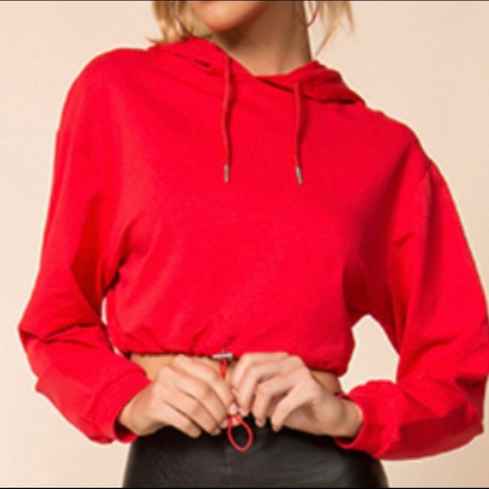 Superdown Cropped Red Hoodie Size Small